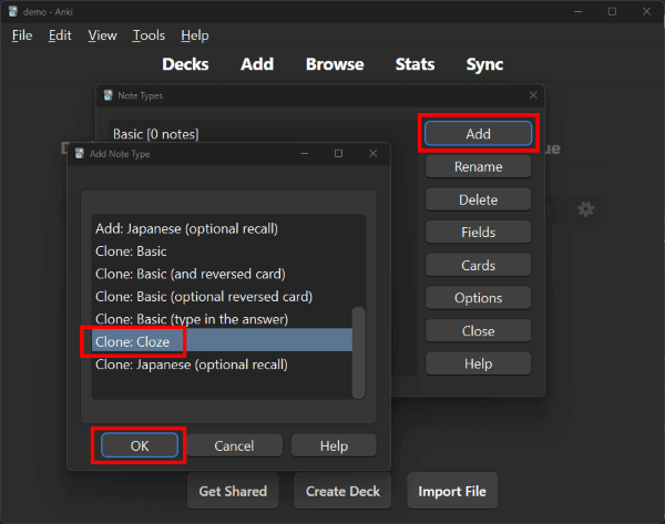 Adding a "Clone: Cloze" note type