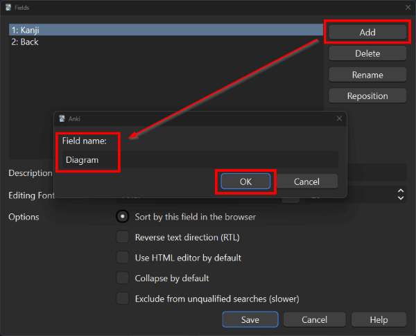 Adding a new field called "Diagram"