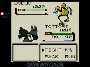 TOTTORI facing off against a Doduo that is leaking green slime out of its mouths and dripping from its claws