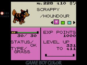 Brown Grass-type Houndour named SCRAPPY