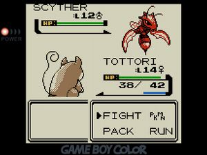 TOTTORI facing off against a Scyther that looks like a red wasp