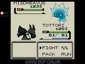 TOTTORI facing off against a spiky blue Misdreavus