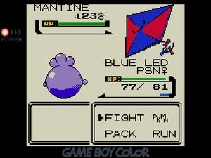 BLUE LED facing off against Mantine, which looks like a red and blue diamond kite