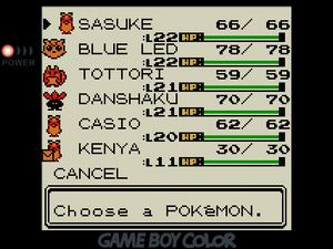 Team of SASUKE the Pidgeotto, BLUE LED the Igglybuff, TOTTORI the Sandshrew, DANSHAKU the Skiploom, CASIO the Noctowl, and KENYA the Spearow holding a letter