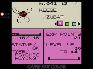 Psychic/Flying Zubat that looks like a wispy spider with one eye, named KEESE