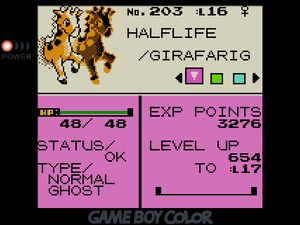 HALFLIFE the Normal/Ghost-type Girafarig that shows both halves standing next to each other rather than two ends of one creature