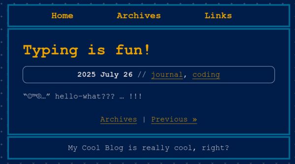 Blog entry with the above content. The simplified text has been transformed into typographical symbols