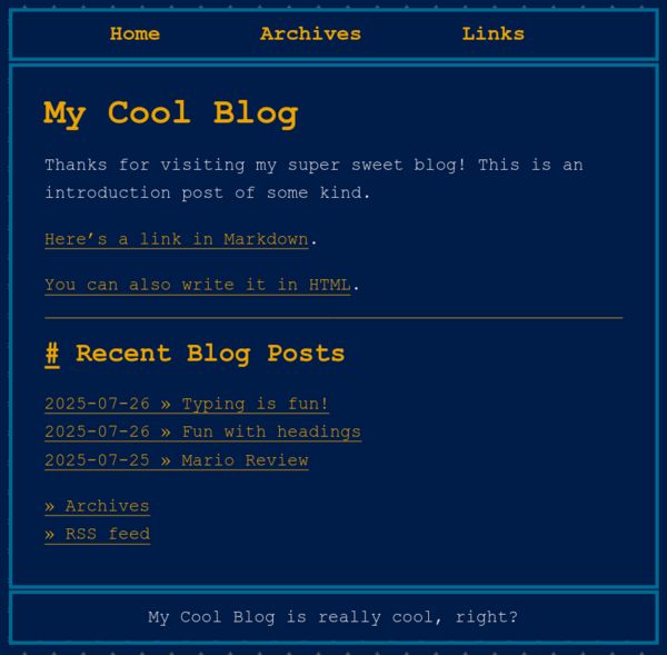 The front image with a hashtag link besides "Recent Blog Posts"
