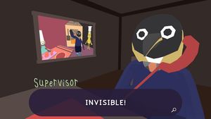 The penguin shouting in huge letters: 'INVISIBLE!'