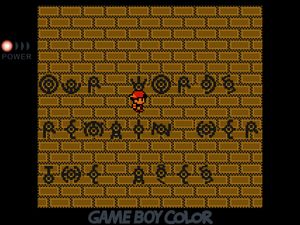 Player standing in a huge chamber with words written in Unown alphabet across the floor