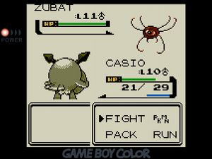 CASIO facing off against a ZUBAT, a wispy spider-looking thing with one giant eye