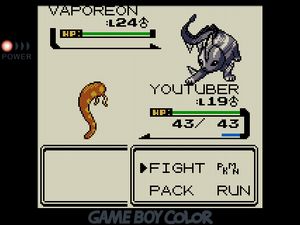 YOUTUBER facing off against Vaporeon, which is gray and covered in icicles