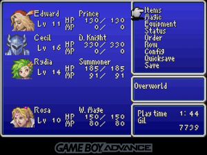 FF4 party with Edward, Cecil, Rydia, and Rosa