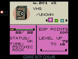 Psychic/Rock-type Unown named VHS