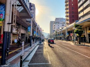 Shopping street leading to Koraisan