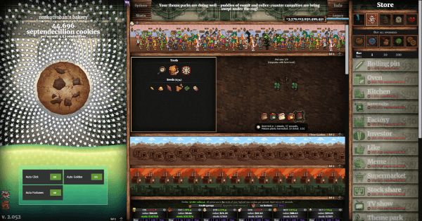 Screenshot of Cookie Clicker with 44.696 septendecillion cookies