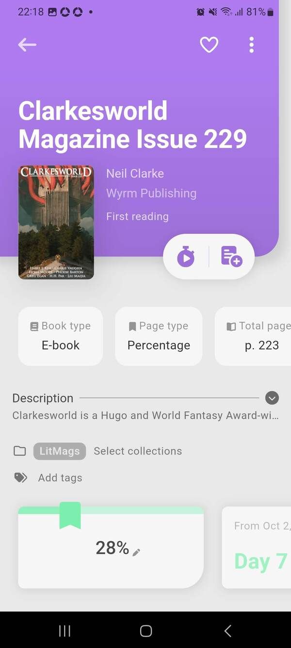 The Bookmory entry for Clarkesworld Magazine Issue 229