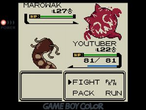 YOUTUBER facing off against a ghostly red Marowak with a big leering face